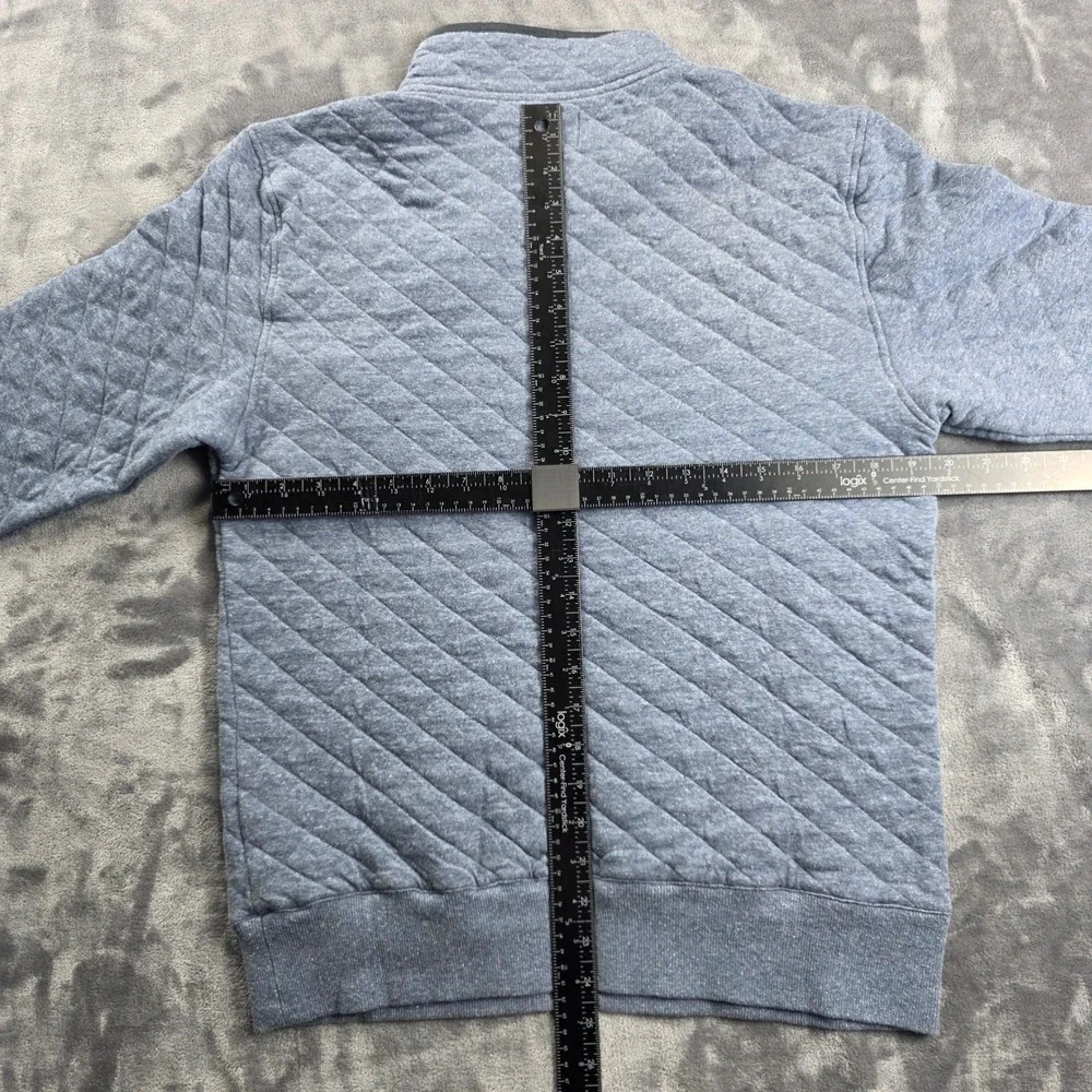 NEW Faherty Epic Quilted Fleece Pullover Mens Small Blue Diamond Snap Mock‎ Neck